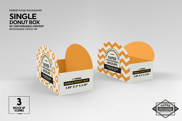 Download Single Donut Box Packaging Mockup Creative Photoshop Templates Creative Market