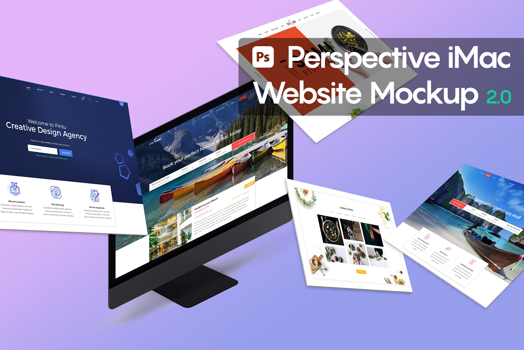 Perspective iMac Website Mockup 2.0 | Product Mockups ~ Creative Market