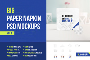 Download Big Paper Napkin Psd Mockups Creative Branding Mockups Creative Market