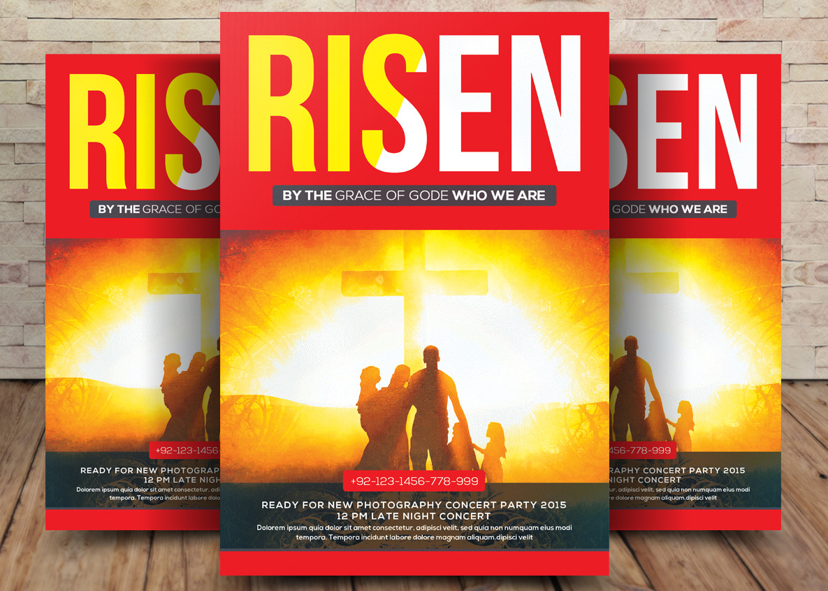 Risen Church Flyer Template Flyer Templates ~ Creative Market 