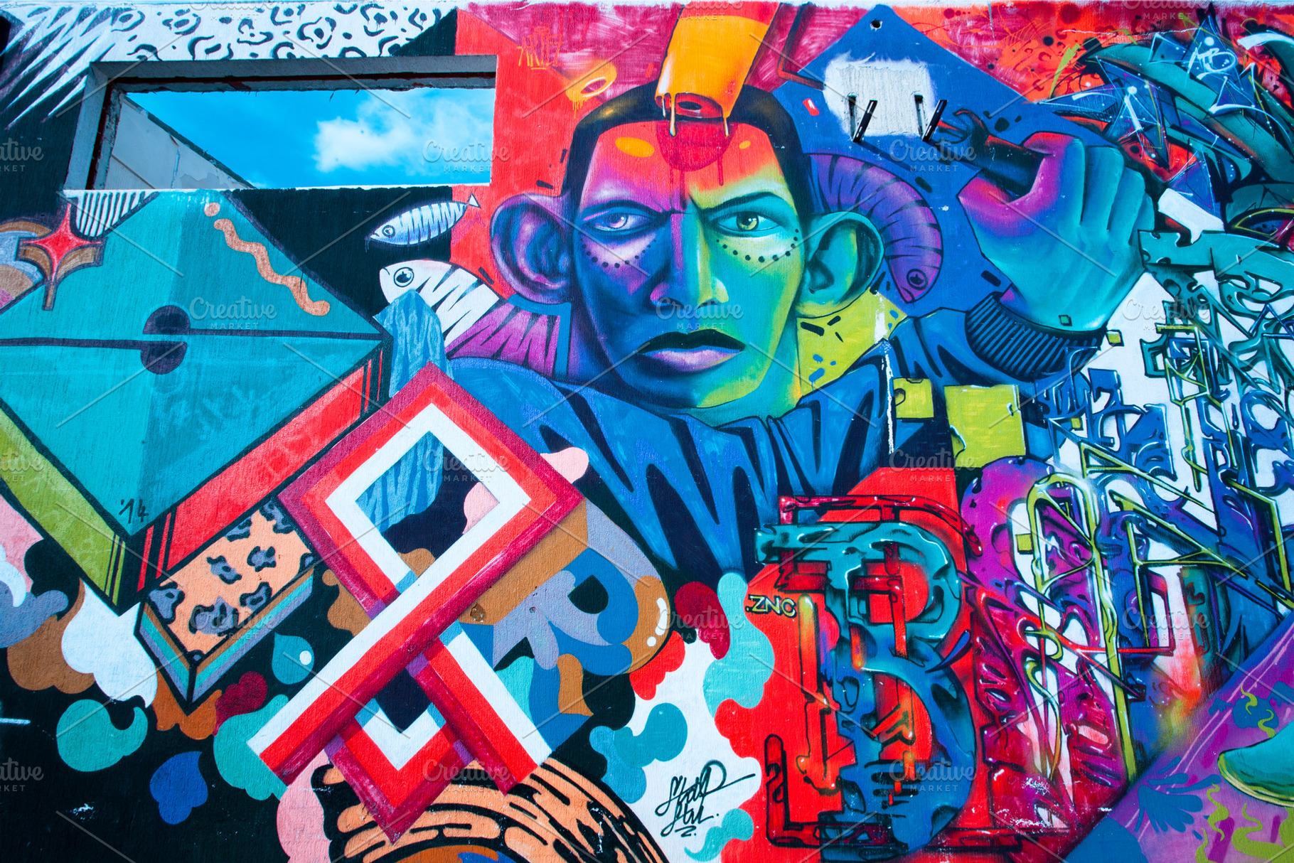 Urban artwork with graffiti | High-Quality Arts & Entertainment Stock