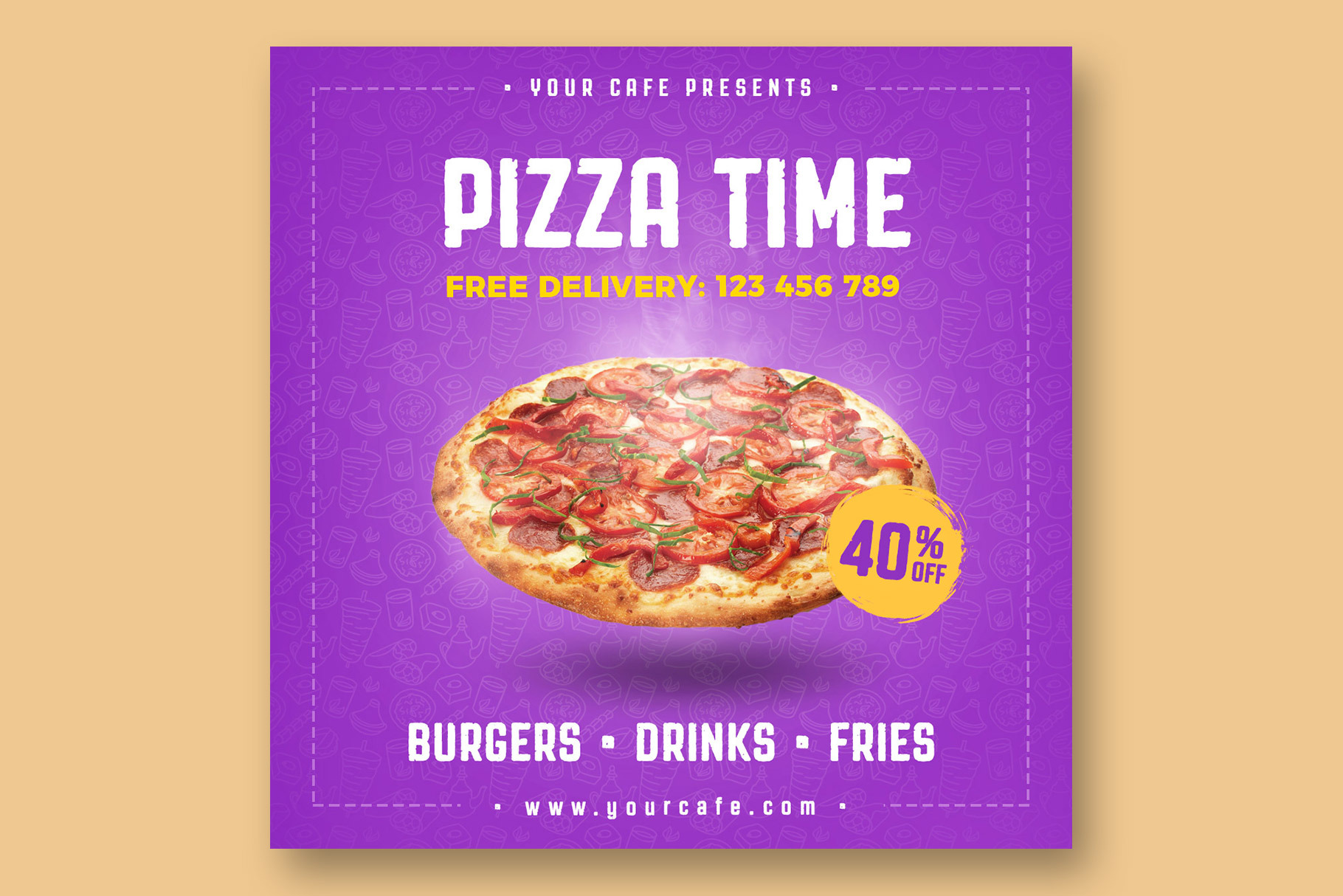 Animated Pizza Social Media Banner Creative Photoshop Templates Creative Market