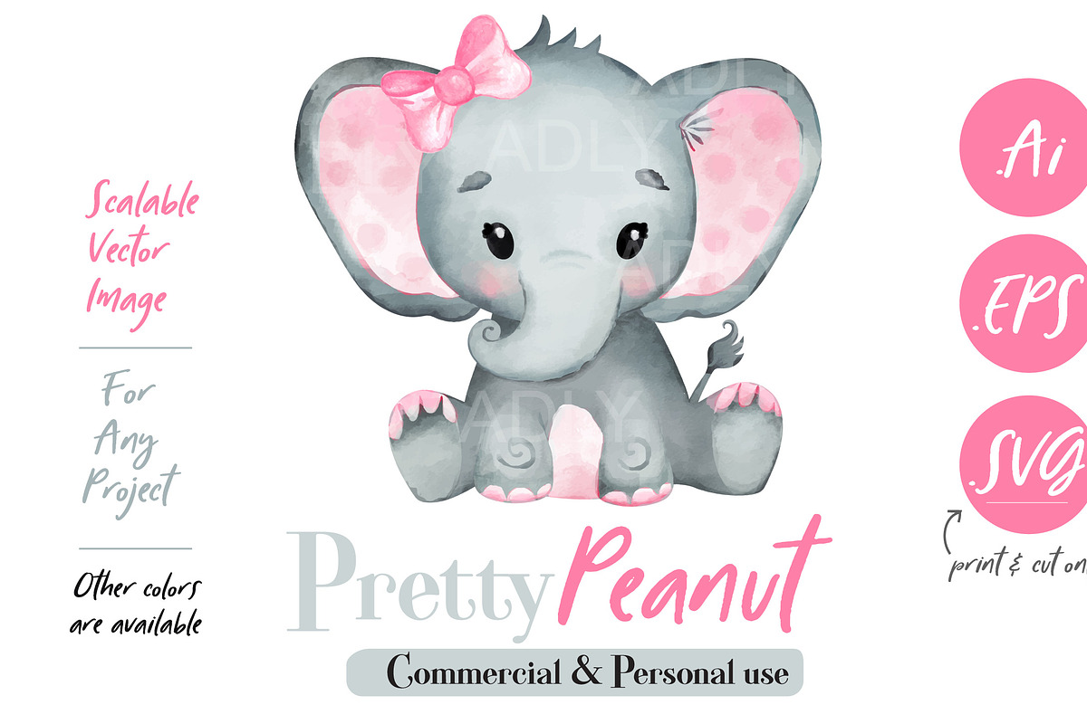 Download Watercolor Girl Elephant Vector | Pre-Designed Photoshop Graphics ~ Creative Market