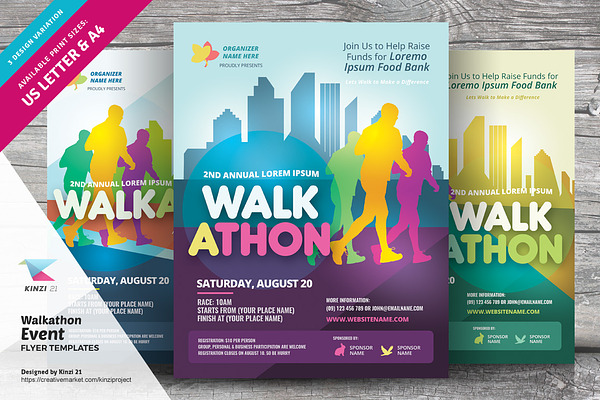 Walkathon Event Flyer Templates Creative Photoshop Templates Creative Market