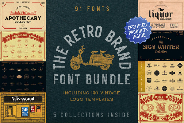 Download The Retro Brand Font Bundle Stunning Display Fonts Creative Market