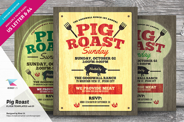 Sunday Roast Flyer Templates Creative Photoshop Templates ~ Creative Market 