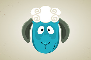 Cute cartoon round white sheep | Pre-Designed Photoshop Graphics