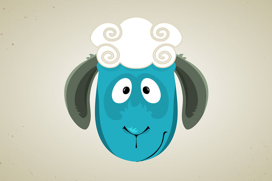 Cute cartoon smiling sheep | Pre-Designed Photoshop Graphics ~ Creative