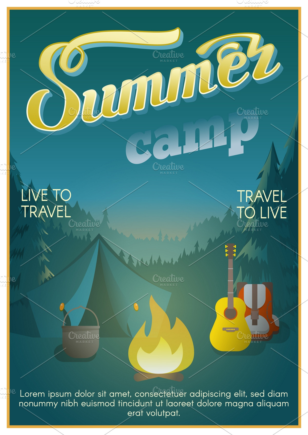 summer camp poster pre designed illustrator graphics creative market summer camp poster