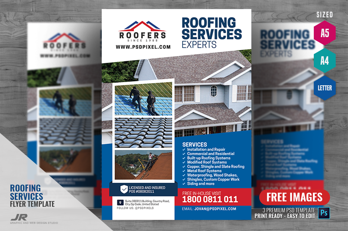 Roofing Services Experts Flyer Creative Templates