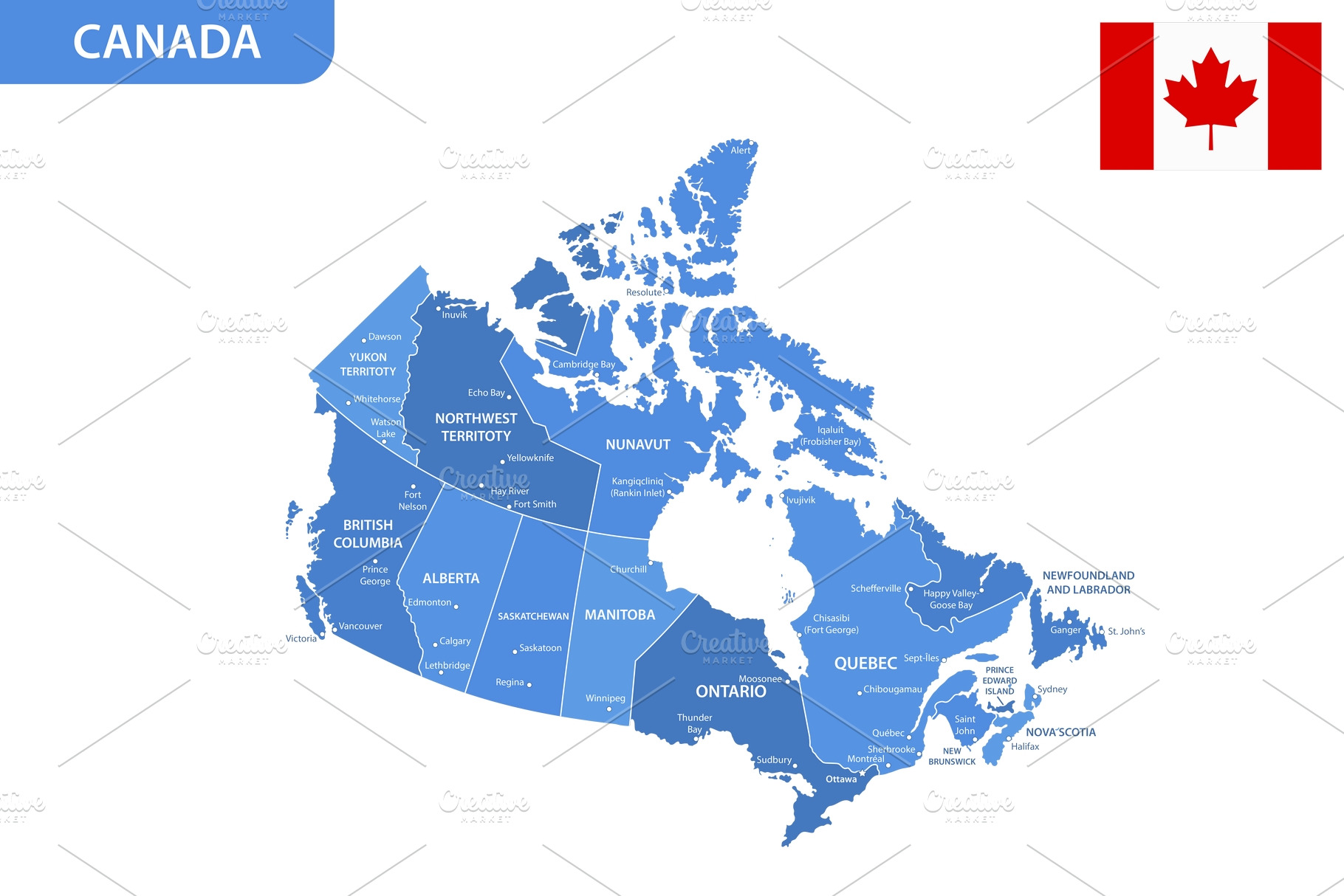 Canada Map Sales Winnipeg Detailed Map Of Canada | Photoshop Graphics ~ Creative Market