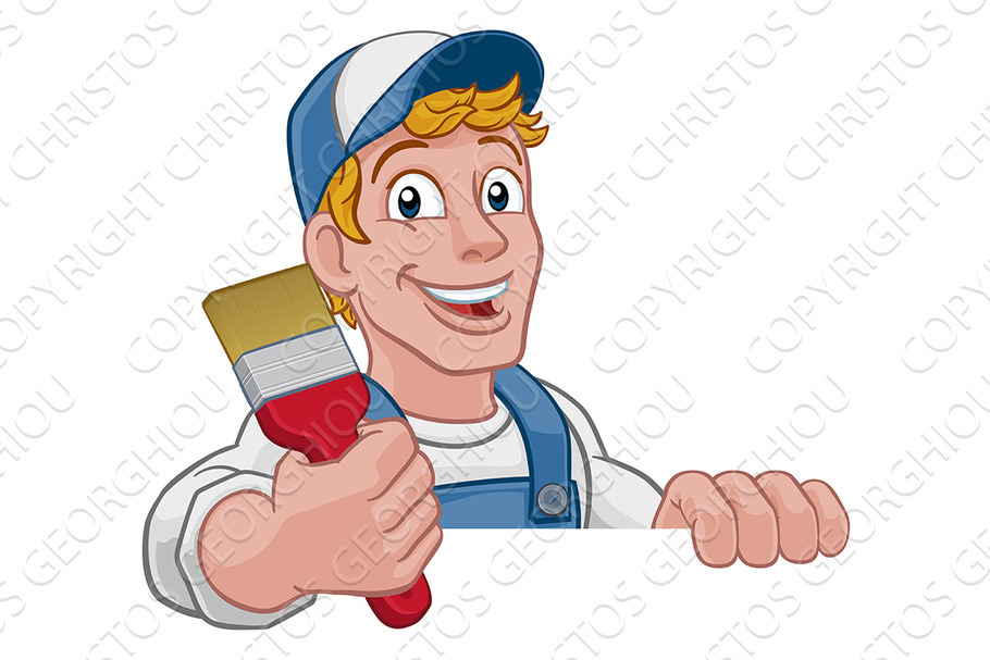 Painter Decorator Handyman Cartoon Character | Pre-Designed Illustrator