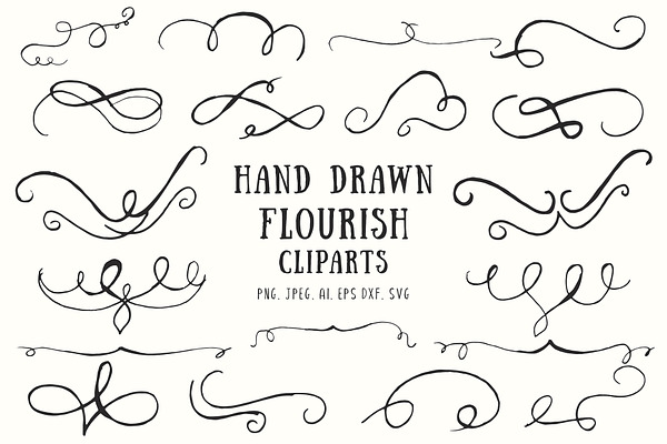 Download 20 Flourish Hand Drawn Cliparts Pre Designed Photoshop Graphics Creative Market