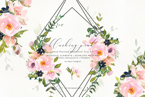 Download Romantic Blush Floral Clipart Set Pre Designed Photoshop Graphics Creative Market