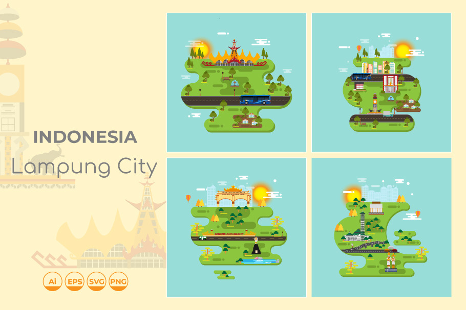 lampung city of indonesia vector pre designed illustrator graphics creative market lampung city of indonesia vector pre