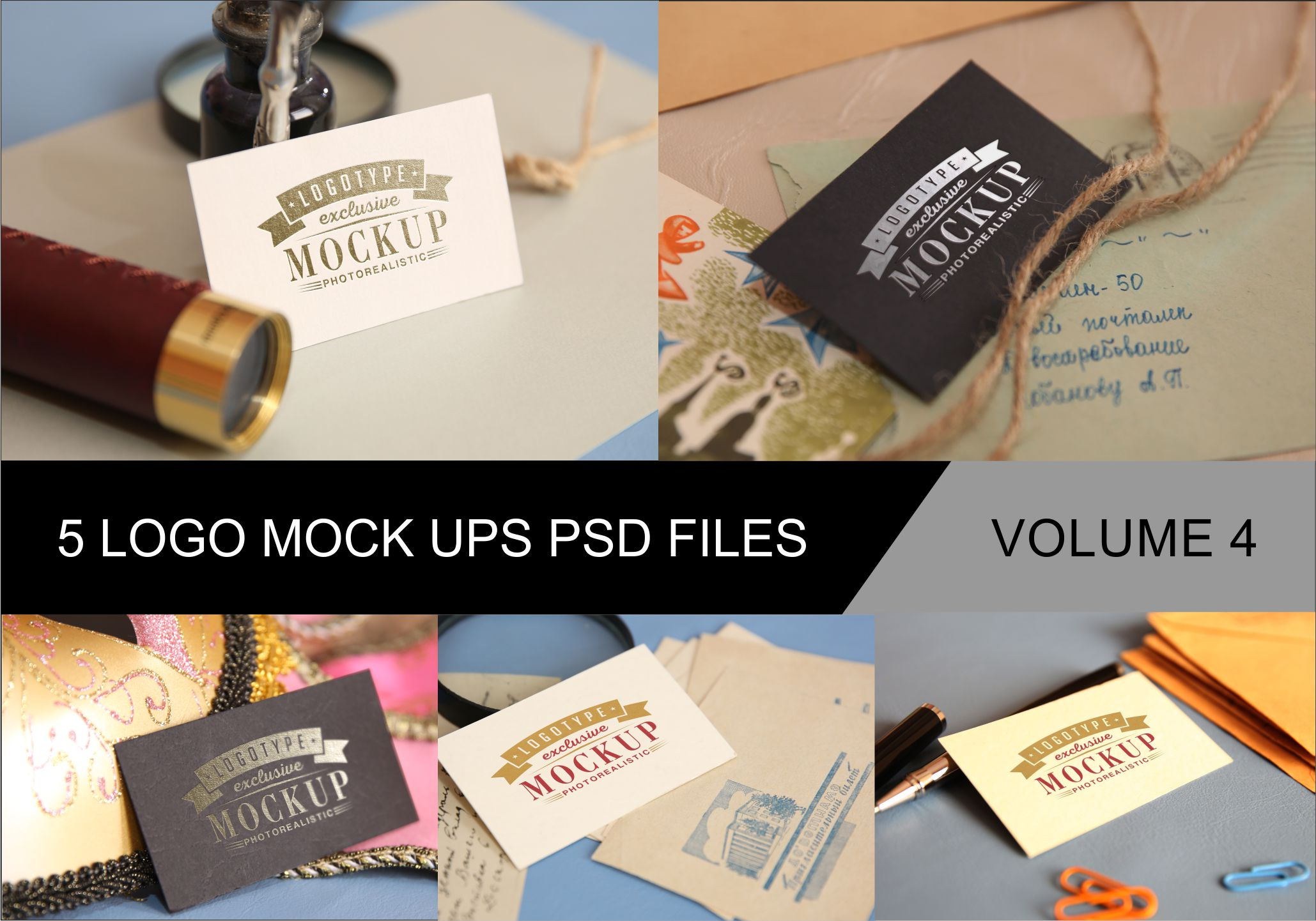 Photo Realistic Mock-ups Set of 5 V4 | Photoshop Templates ~ Creative