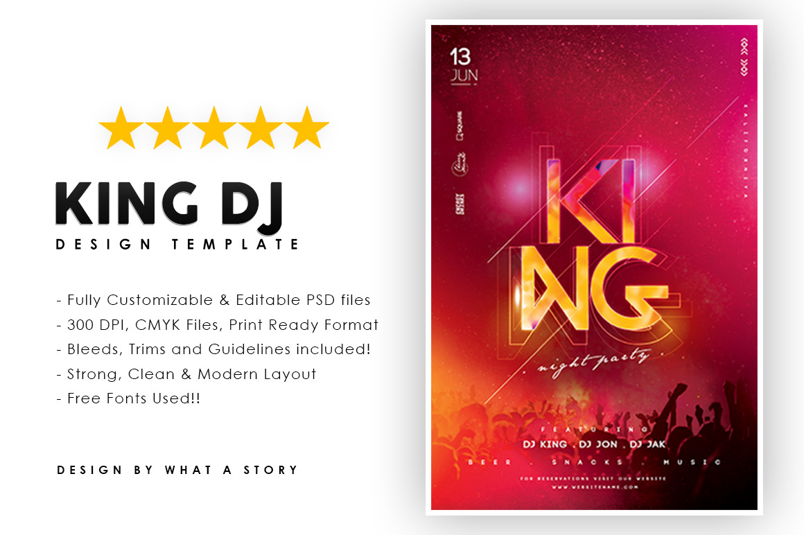 King Dj Creative Photoshop Templates Creative Market