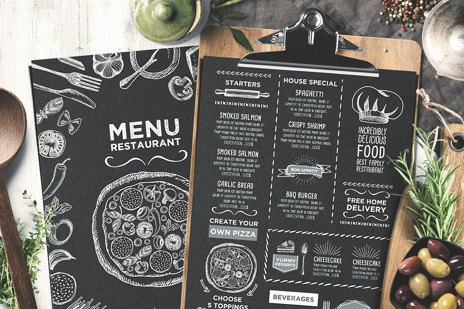 Free Trifold Cafe Menu Template Creative Illustrator Templates Creative Market