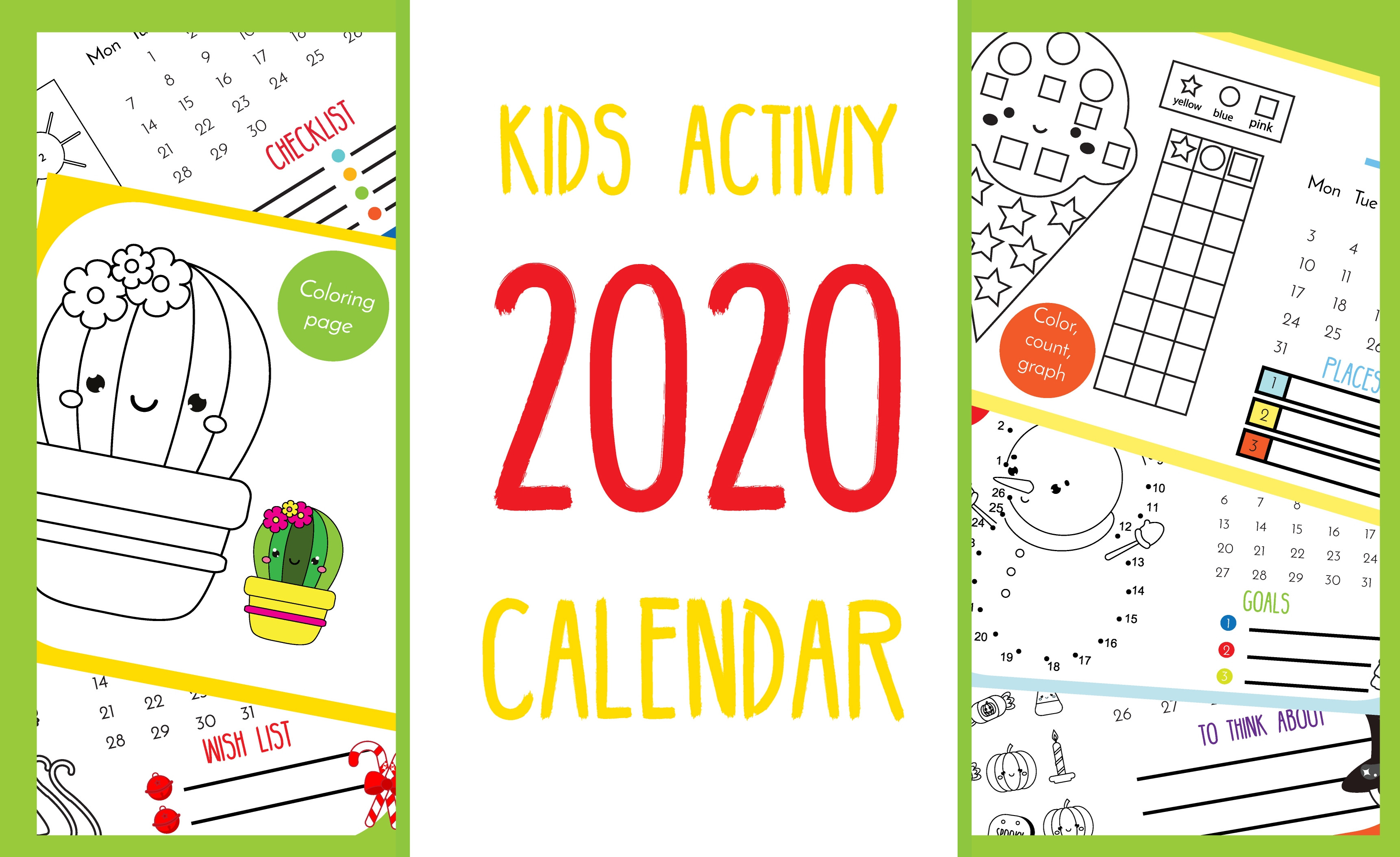 Kids acitivty calendar. 2020 year | Graphics ~ Creative Market