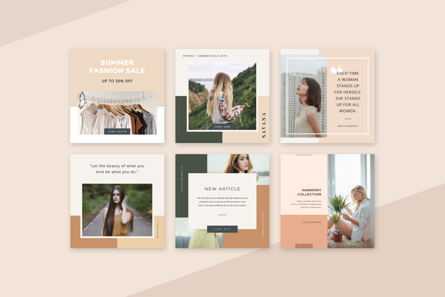 Pastel Instagram Pack PS & Canva | Social Media Templates ~ Creative Market