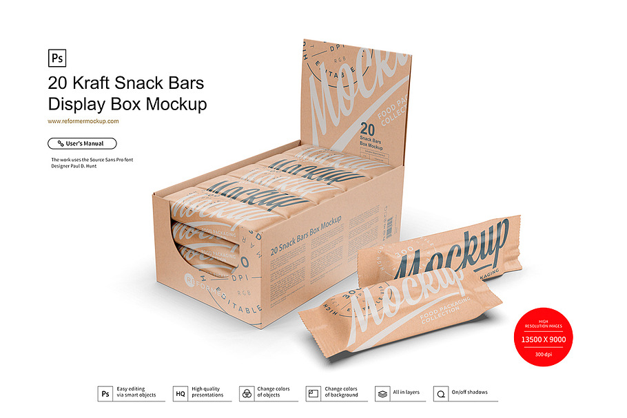 Download Snack Bars Box Mockup 20x80g | Creative Photoshop ...