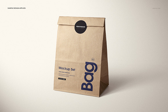 Lunch Kraft Paper Bag Mockup Set Creative Photoshop Templates Creative Market