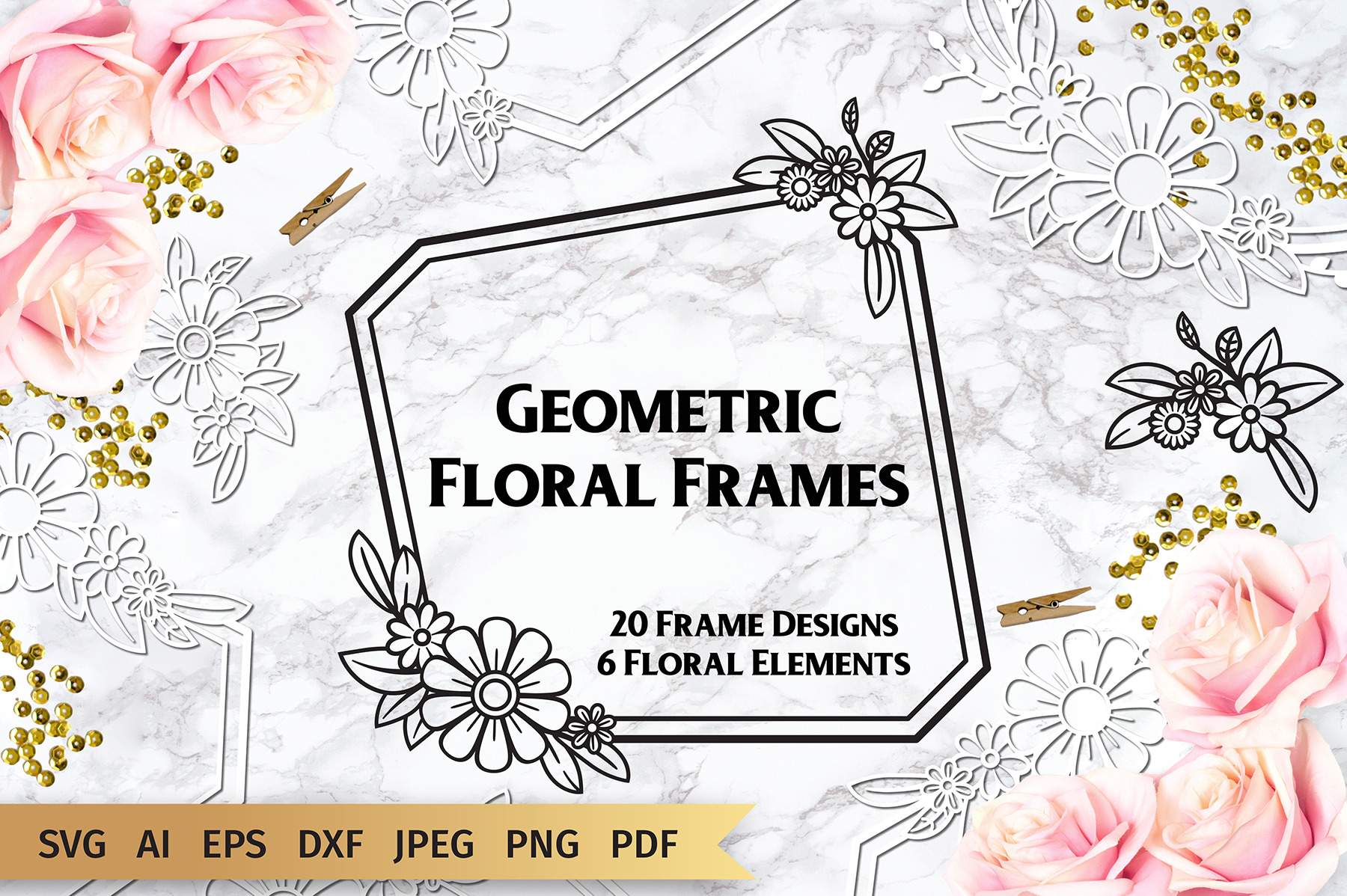 Download Geometric Floral Frames Pre Designed Photoshop Graphics Creative Market