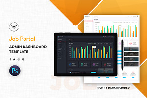 Job Portal Admin Dashboard Ui Kit Creative Photoshop Templates Creative Market