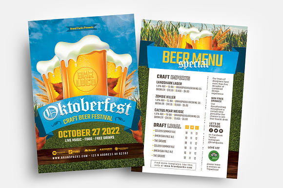 Oktoberfest Flyer Creative Illustrator Templates Creative Market