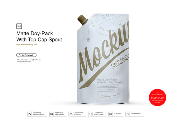 Matte Doy-Pack With Top Cap | Yellowimages Mockups