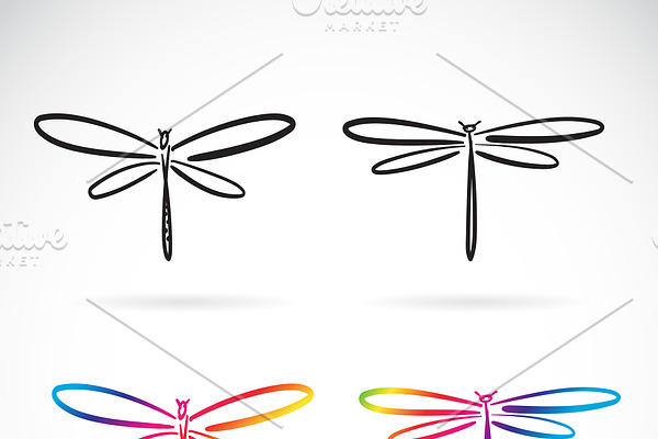 Vector group of dragonfly. | Pre-Designed Illustrator Graphics ...