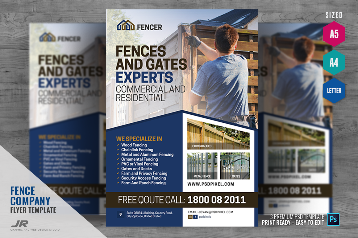 Fencing Company Promotional Flyer Flyer Templates Creative Market