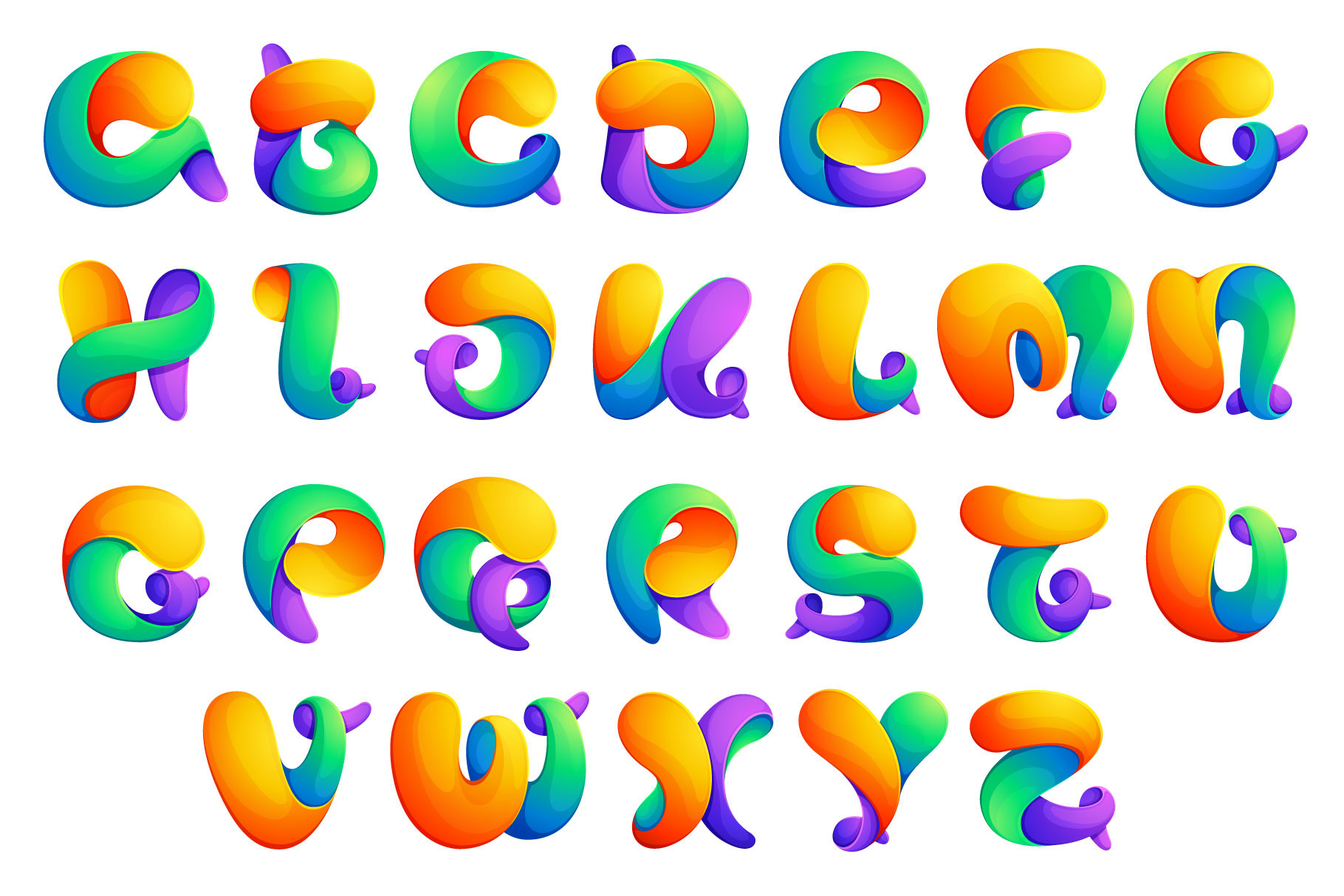 Colorful twisted line alphabet. | Icons ~ Creative Market