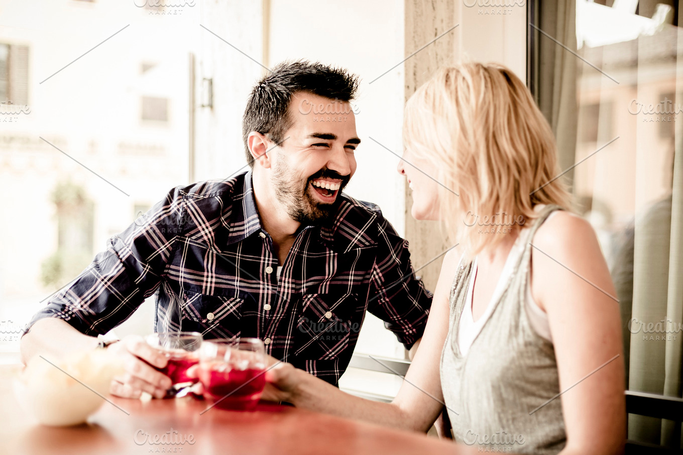 Couple Flirting In A Bar High Quality People Images ~ Creative Market