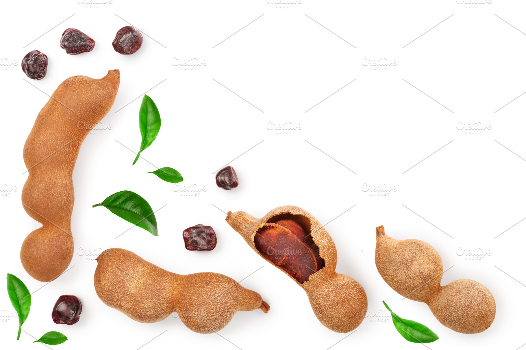 Tamarind Fruit With Leaf And Seed Containing Tamarind Fruit And Isolated High Quality Food Images Creative Market