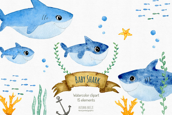 Baby Shark Clipart Pre Designed Photoshop Graphics Creative Market