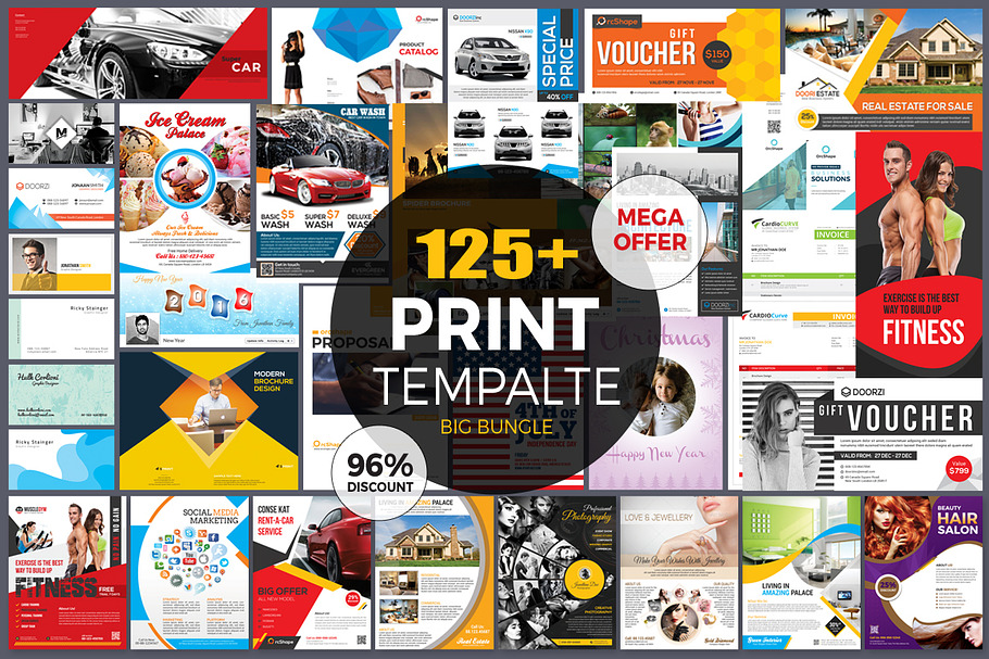 Download 90 Print Templates Mega Bundle Creative Illustrator Templates Creative Market