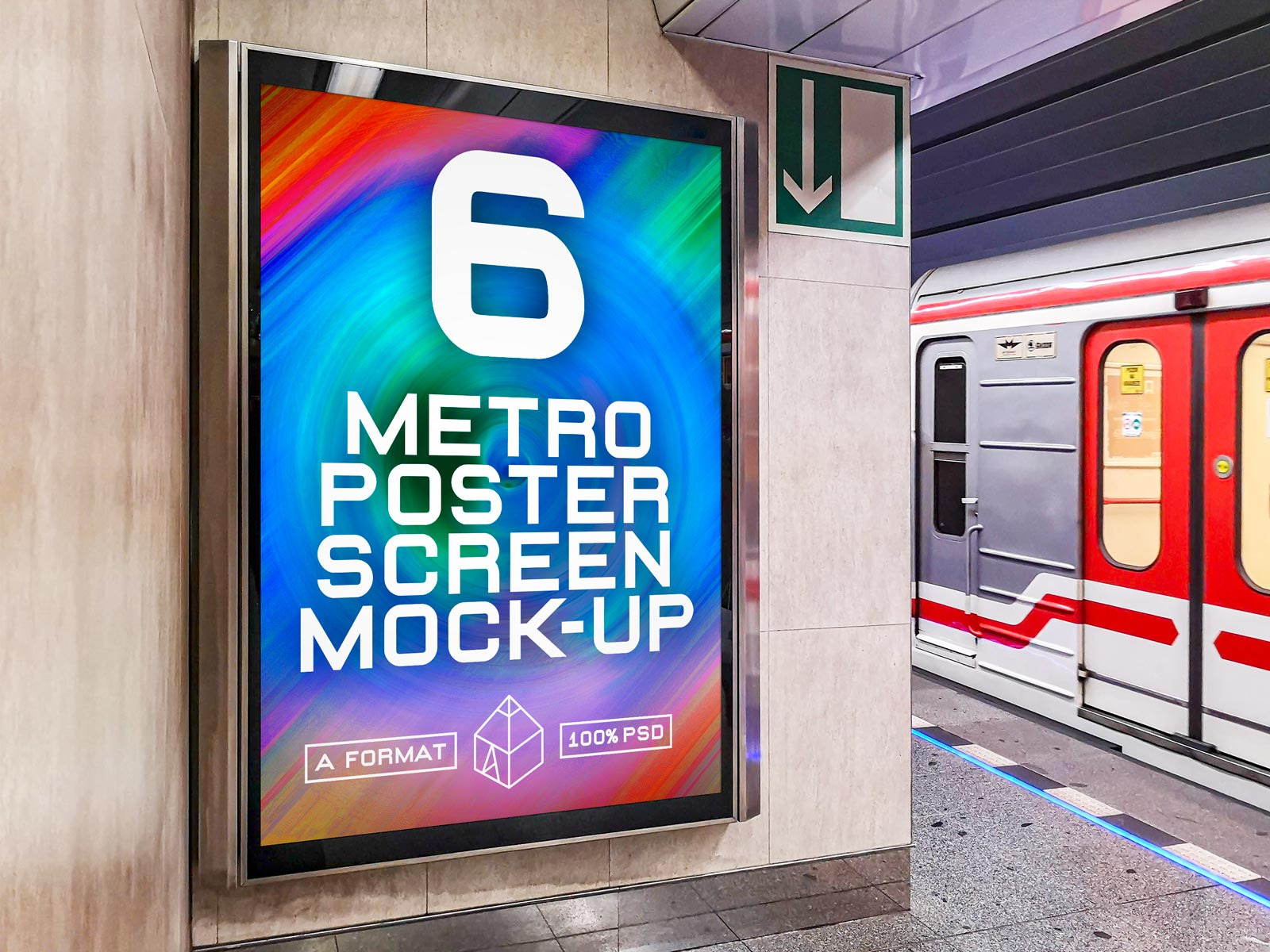 Download Metro Underground Ad Screen Mockup 3 Creative Photoshop Templates Creative Market PSD Mockup Templates