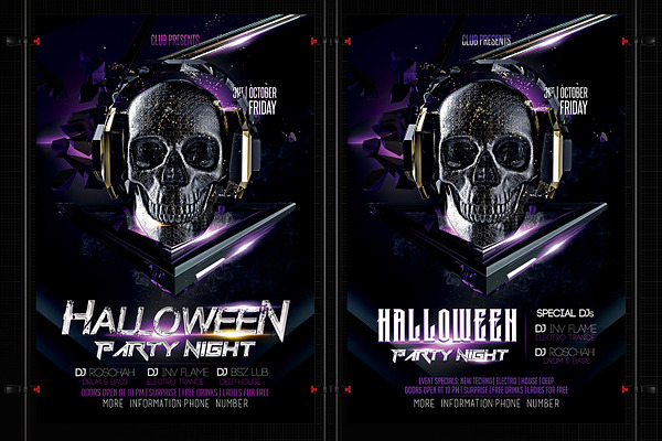 Halloween Club Flyer Creative Photoshop Templates Creative Market