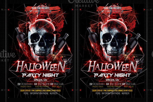 Halloween Club Flyer Creative Photoshop Templates Creative Market