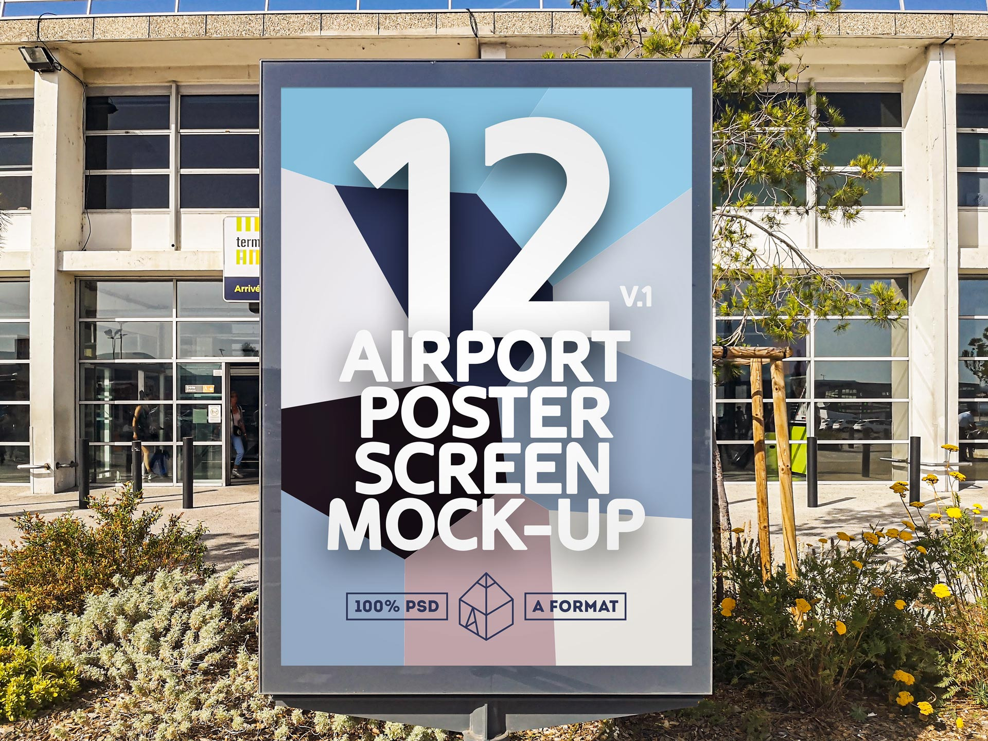 Download Airport Poster Screen Mock-Ups 9 v1 | Creative Photoshop Templates ~ Creative Market