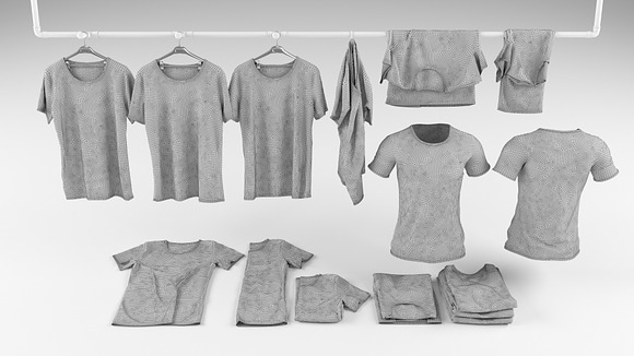 T-shirts on hangers, 3D CAD Model Library