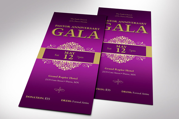 Purple Gold Anniversary Gala Flyer Template Word Publisher 