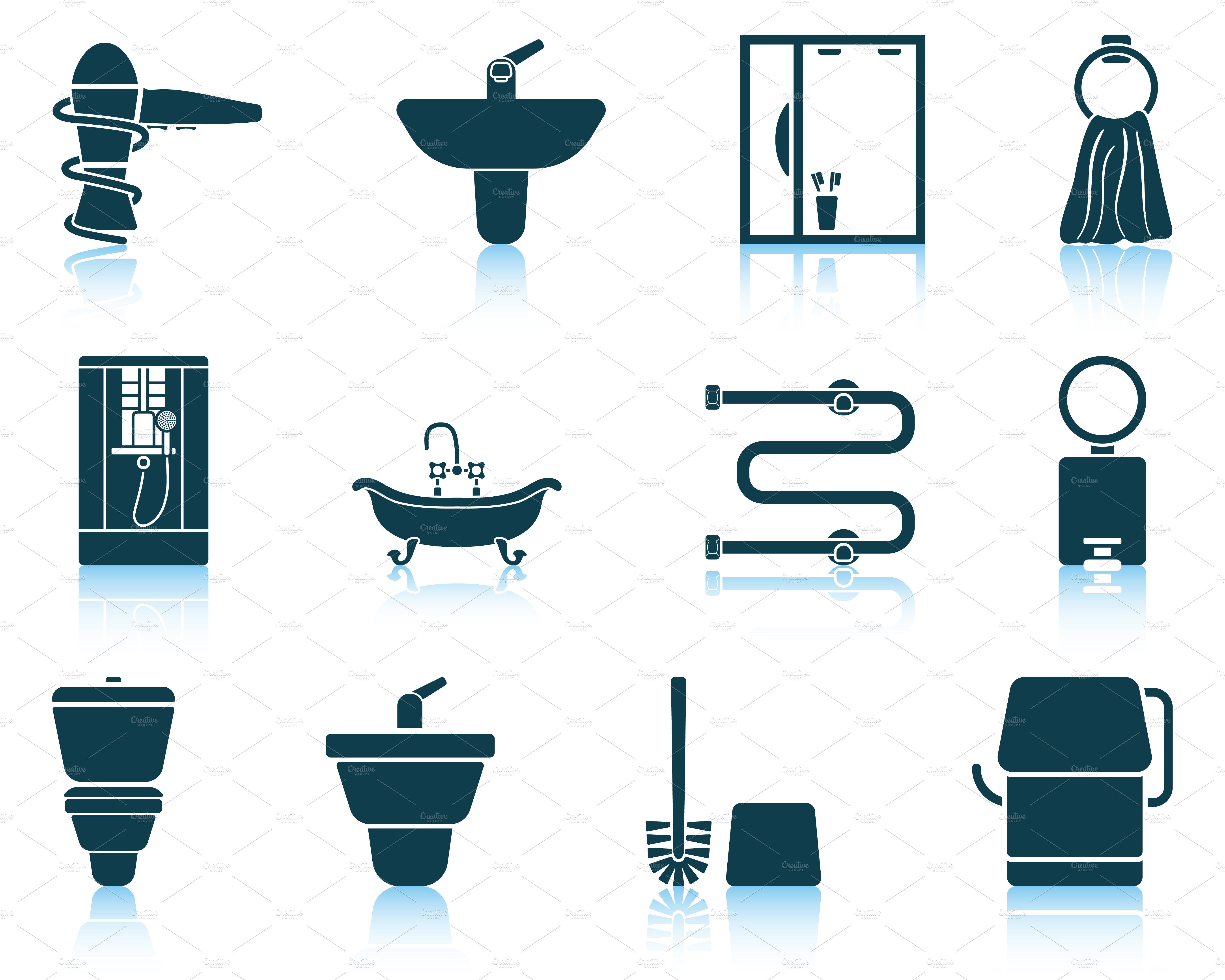 Set of 12 Bathroom Icons Icons Creative Market