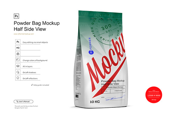 Download Powder Bag Mockup Half Side View Creative Photoshop Templates Creative Market PSD Mockup Templates