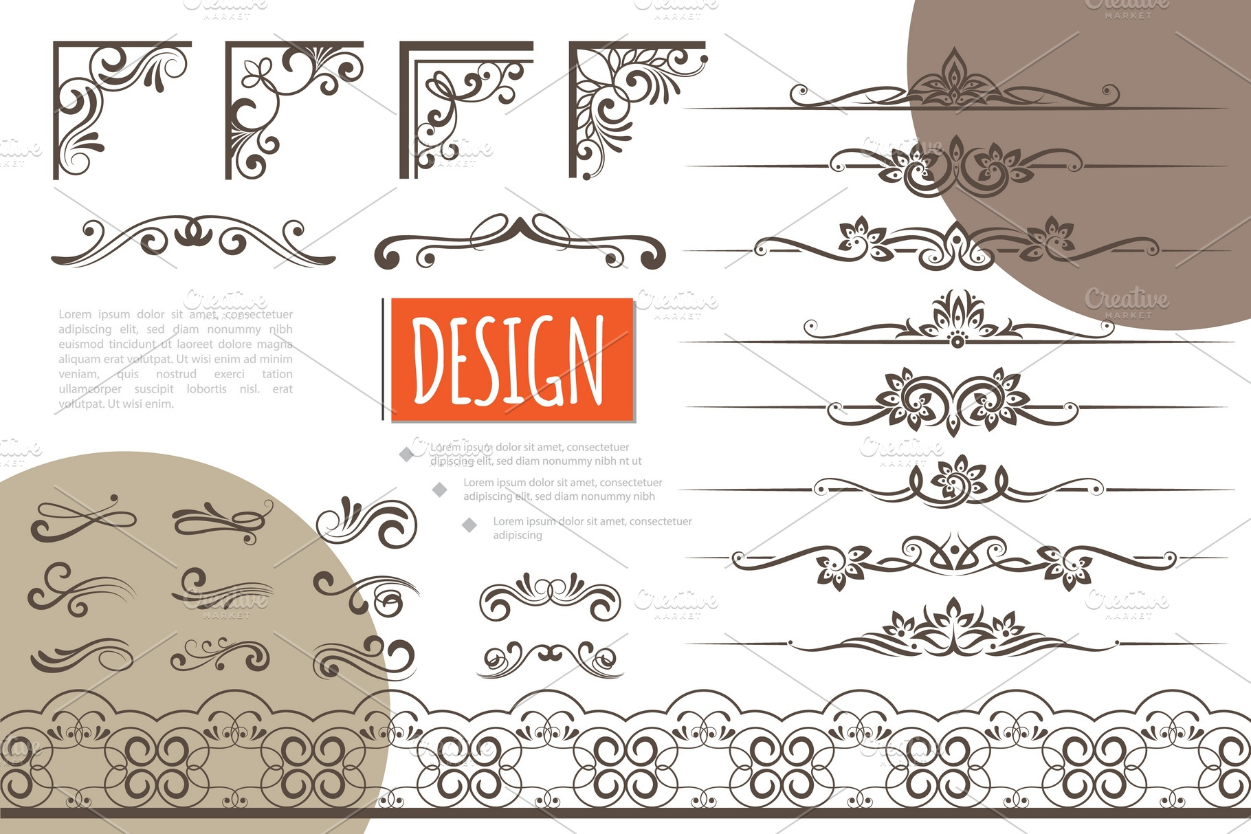 Vintage design elements collection Decorative Illustrations 