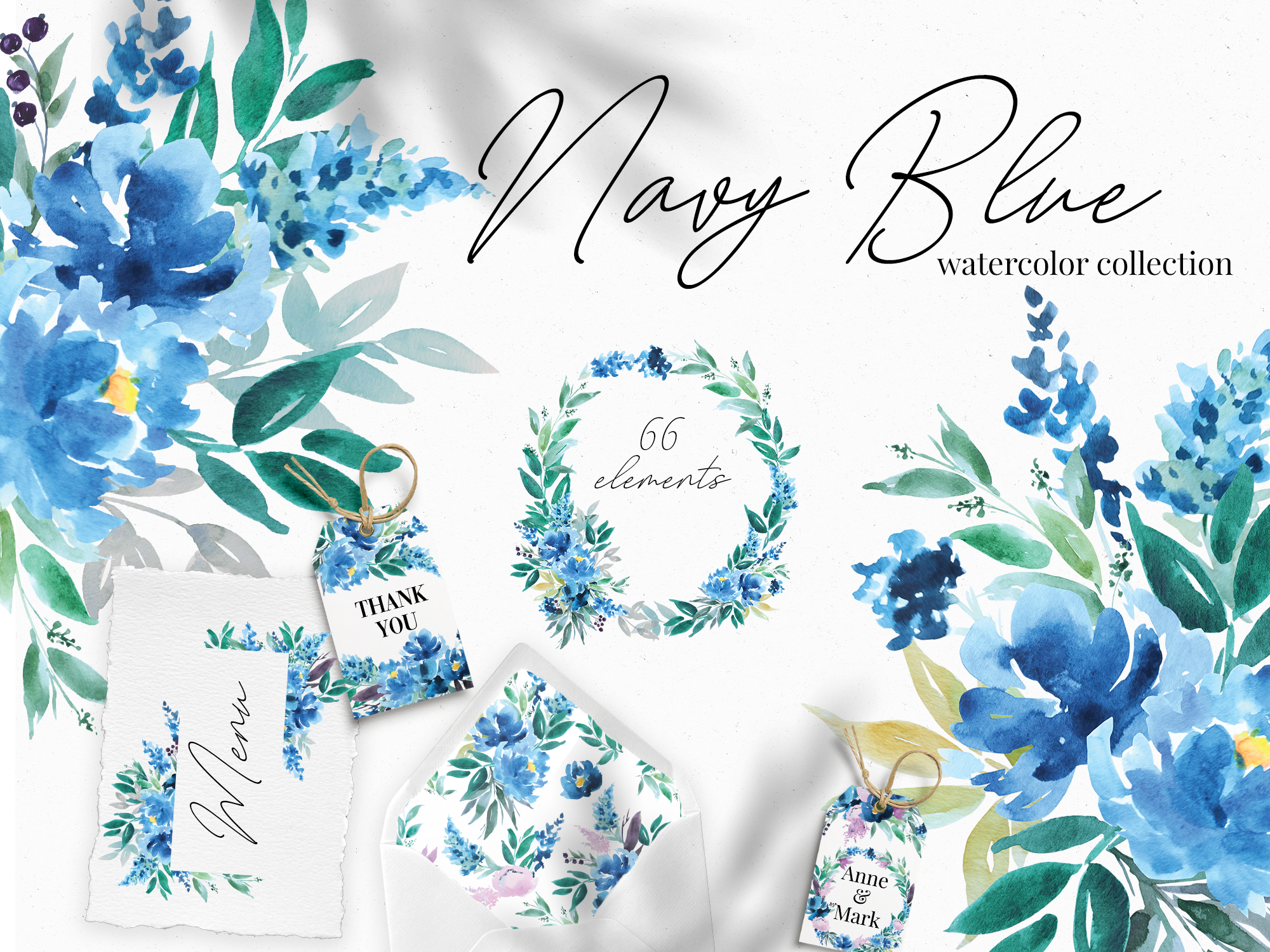 Download Navy Blue Watercolor Flowers Pre Designed Photoshop Graphics Creative Market