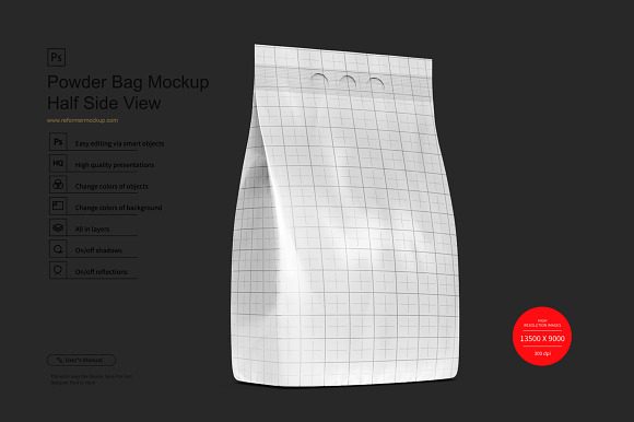 Download Powder Bag Mockup Half Side View Creative Photoshop Templates Creative Market