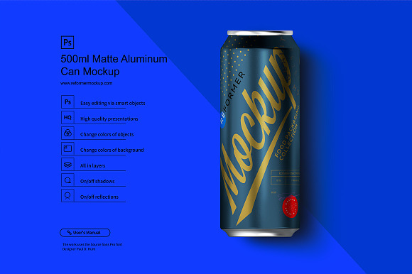 Download 500ml Matte Aluminum Can Mockup Creative Photoshop Templates Creative Market