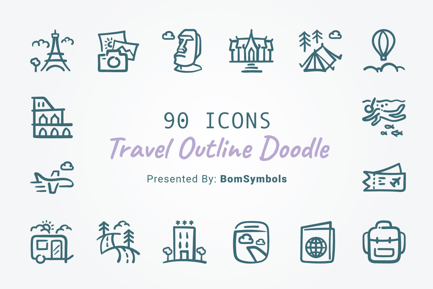 Travel Outline Doodle | Outline Icons ~ Creative Market